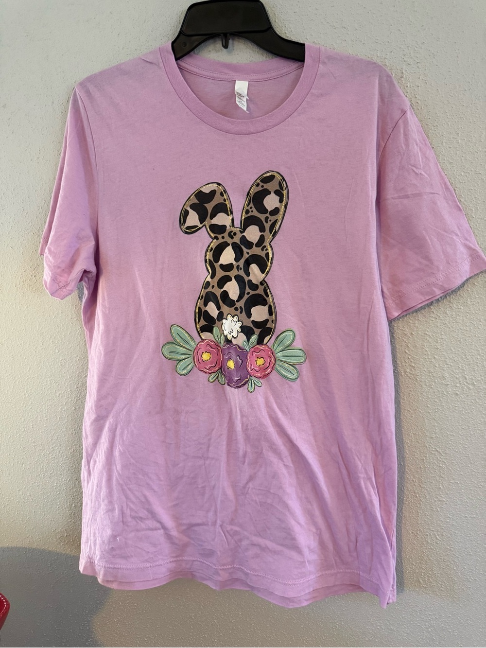 (L) Lilac Bunny Graphic Tee with Floral Detail